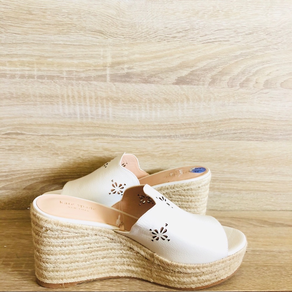 New White Kate Spade Tenley Open Toe Wedges Sandals